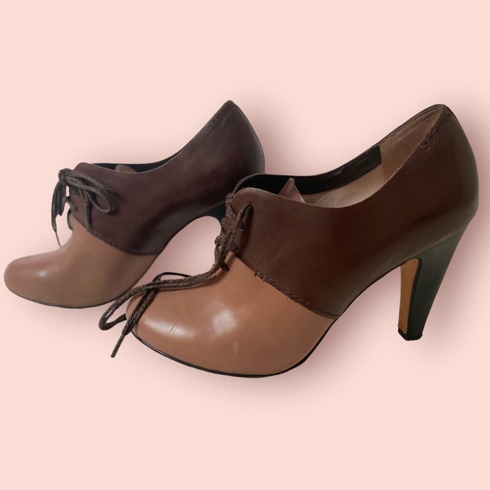 Leather high heeled booties by Plenty/ Tracy Reece